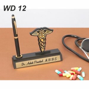 Wooden Pen stand with Doctor logo